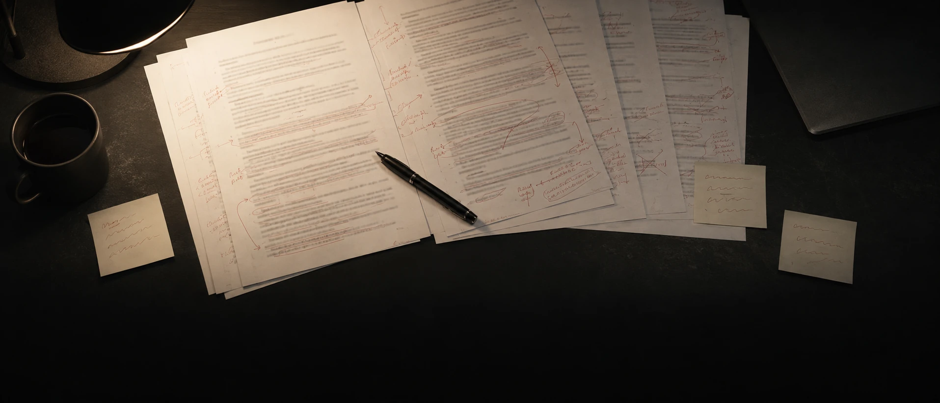 AI policy draft with annotations on a table